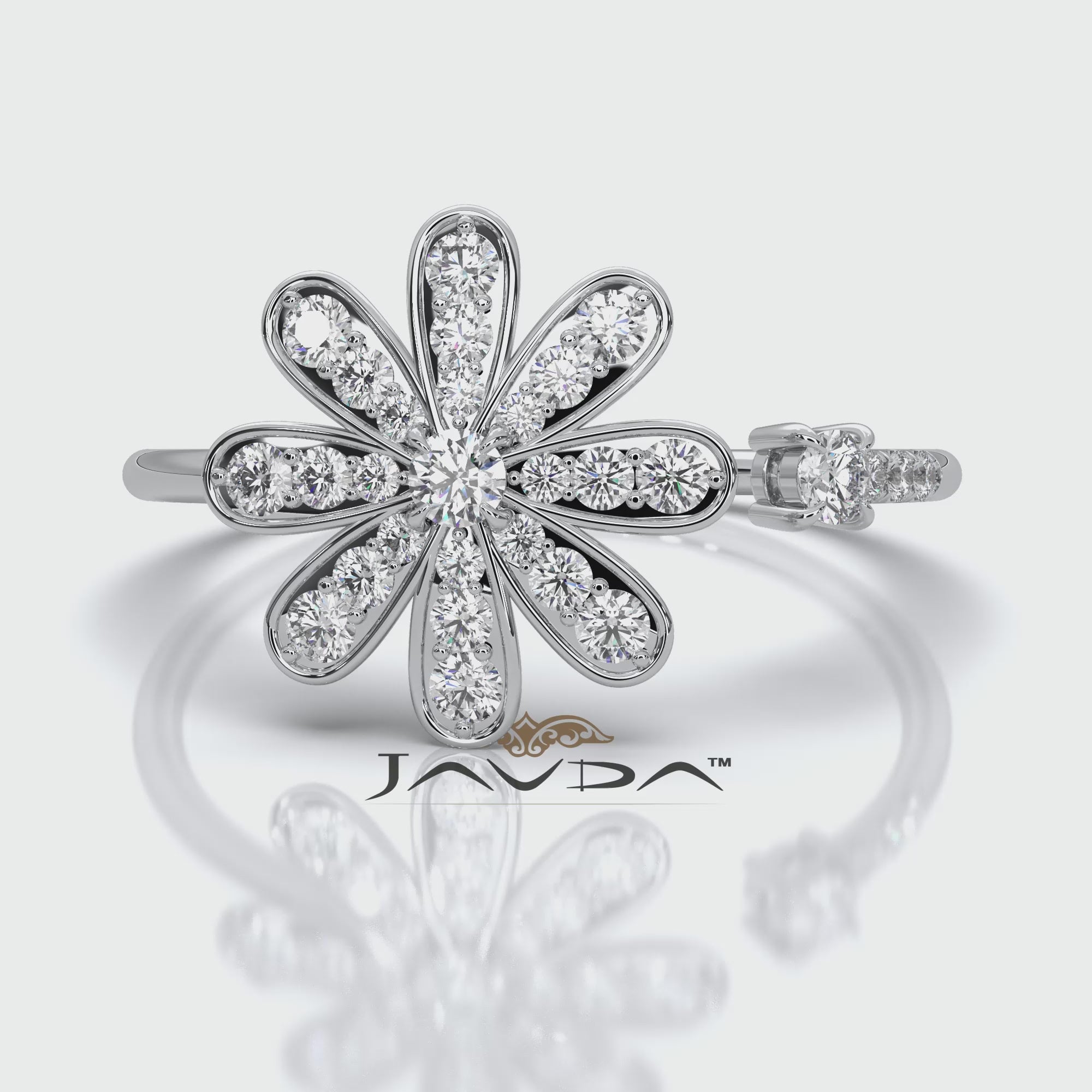 Flower Cluster Minimalist Open Design Round Lab Diamond Fashion Ring 0.27ctw.