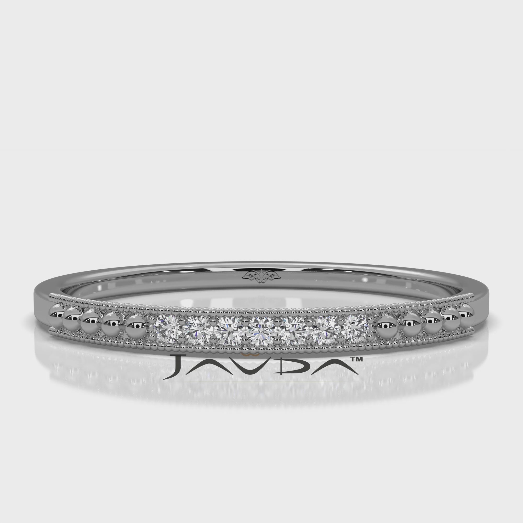 Delicate Petite Milgrain Edge Round Lab Diamond Anniversary Ring 0.04ctw.