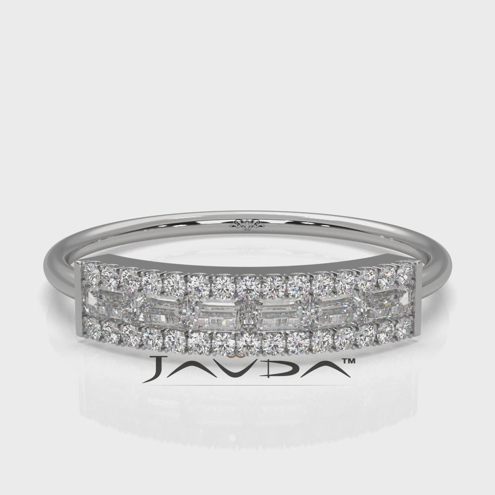Womens Baguette And Round Lab Diamond Fashion Band Ring 0.33ctw.