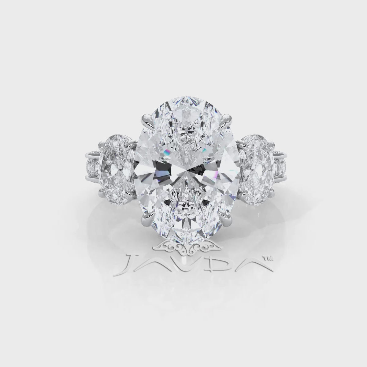 3 Stone Oval Lab Grown Diamond Engagement Ring IGI Certified 14k White Gold 10.02 Ctw.