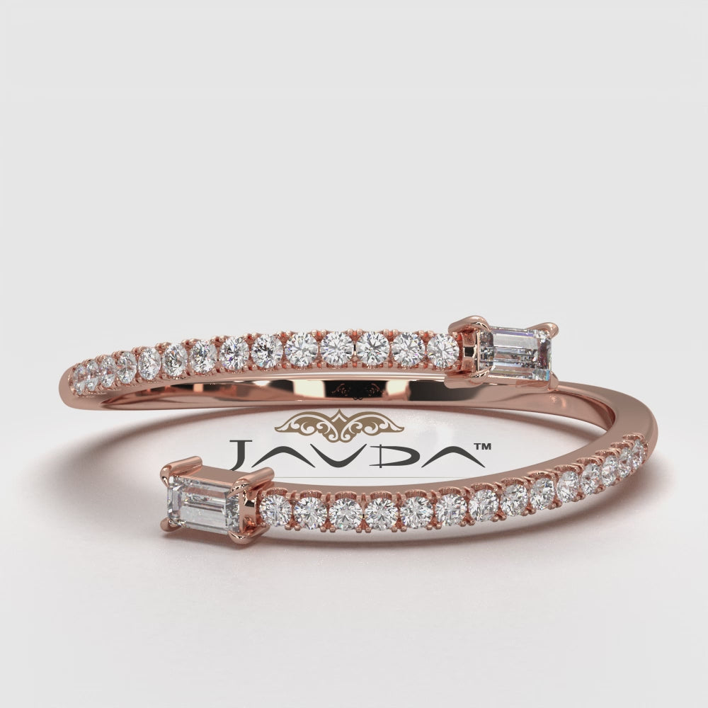 Baguette and Round Lab Diamond Open Fashion Ring 0.18ctw.