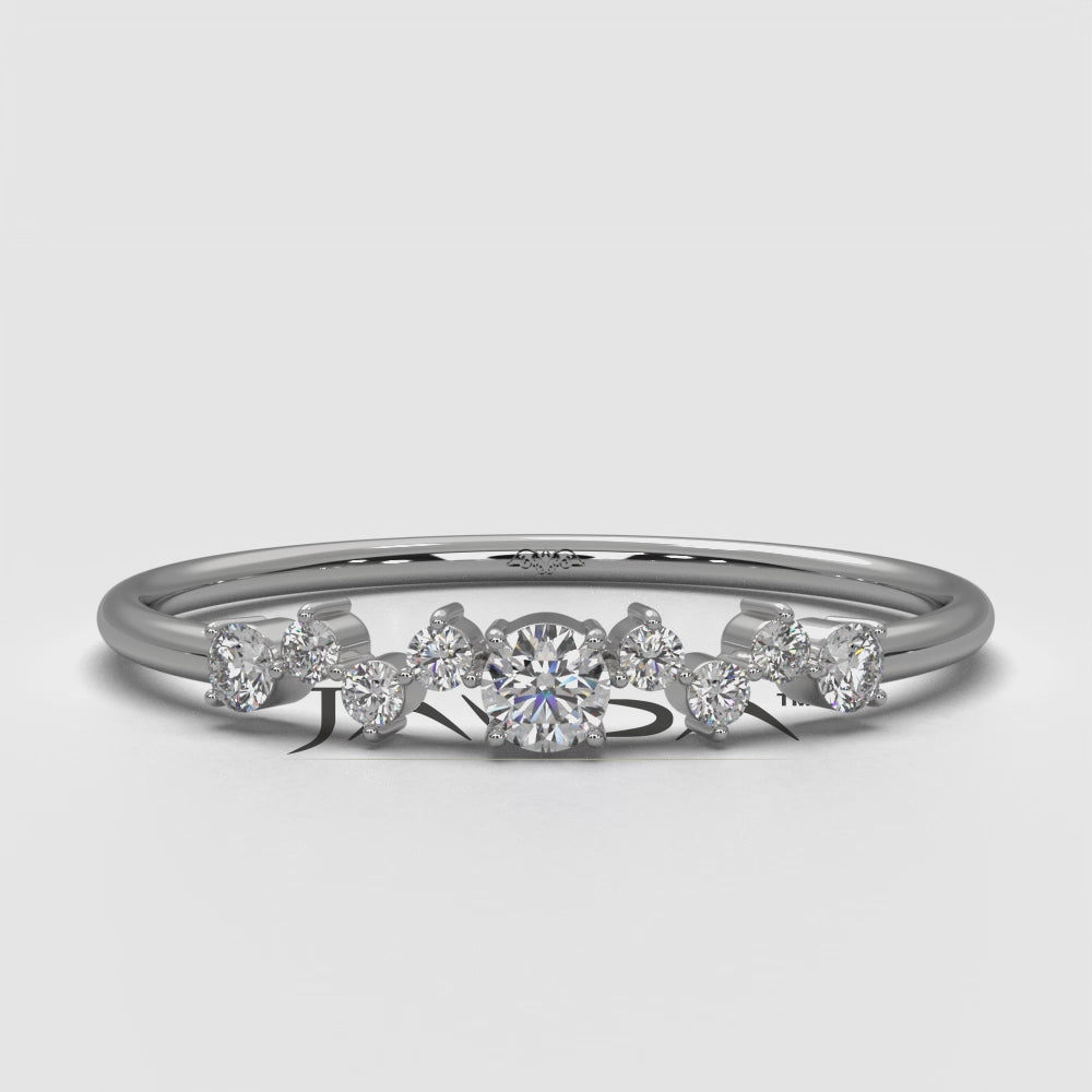 Scattered Round Prong Set Lab Diamond Engagement Wedding Ring 0.15ctw.