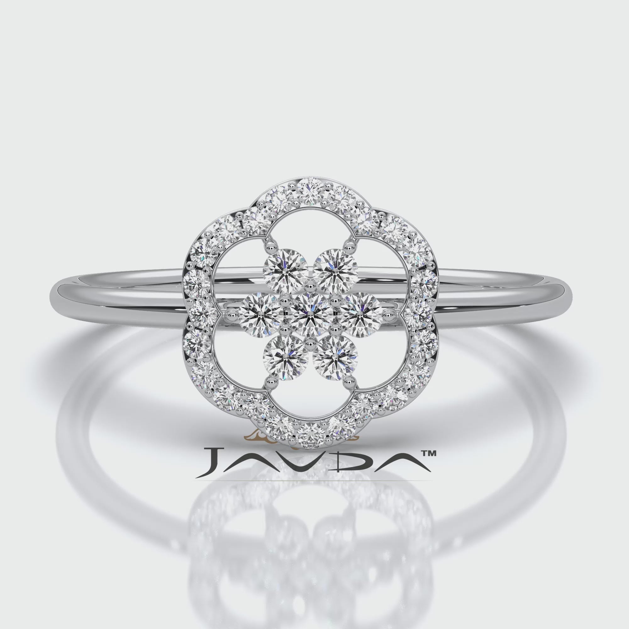 Floral Design Prong Set Minimalist Round Lab Diamond Fashion Ring 0.21ctw.