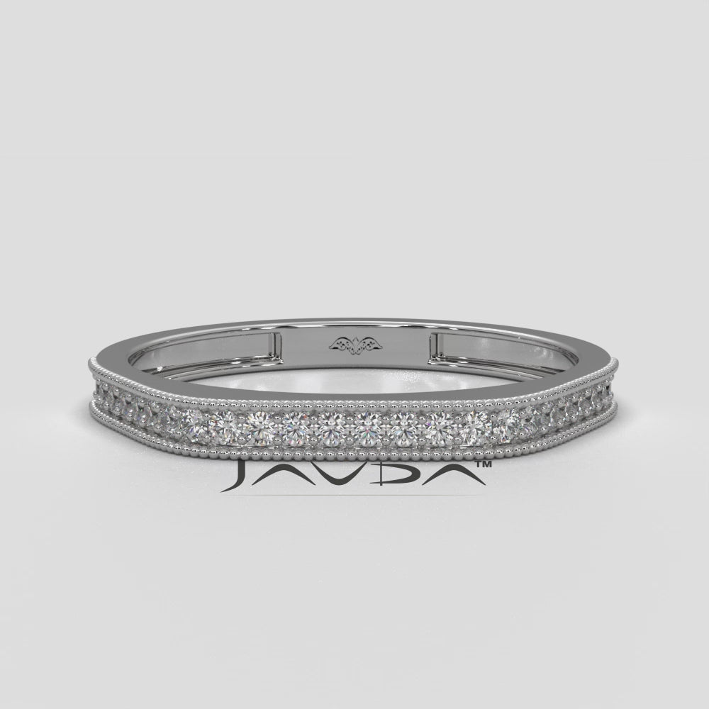 Round Lab Diamond Milgrain Edge Wedding Ring 0.16ctw.