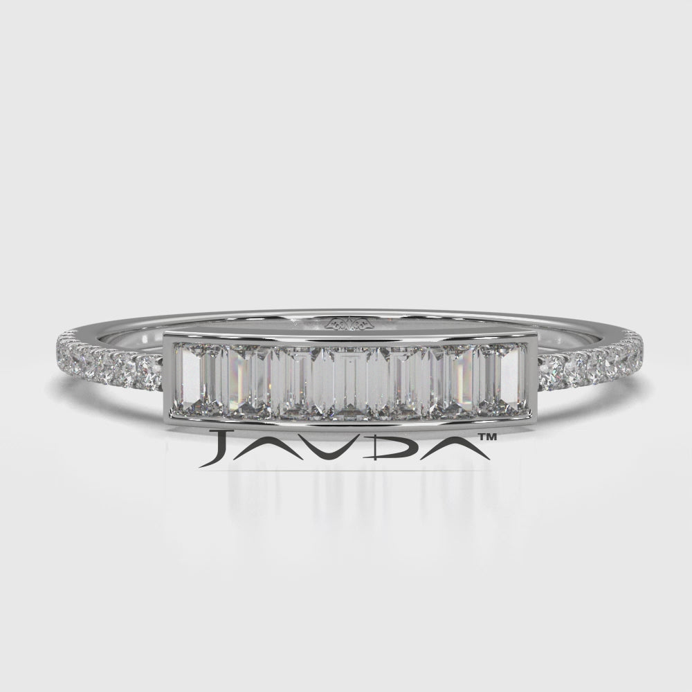 Channel Set Baguette and Round Lab Diamond Fashion Ring 0.35ctw.
