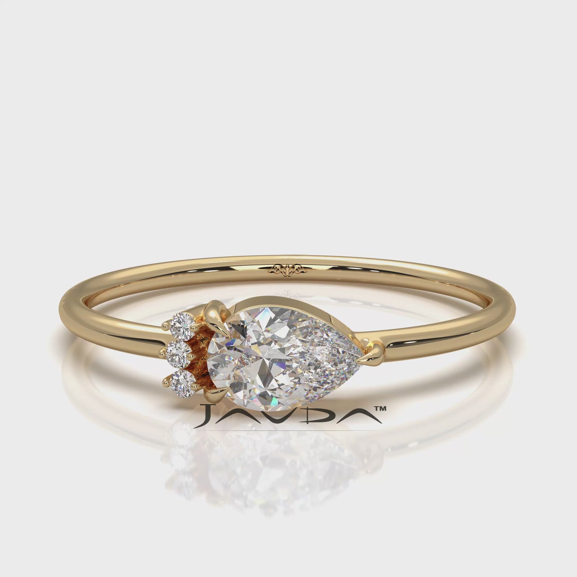 Snow Owl Mini Cluster Pear Lab Diamond Fashion Ring 0.37ctw.