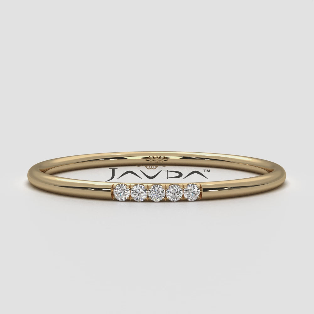 Sleek And Slim 5 Stone Round Lab Diamond Fashion Ring 0.03ctw.