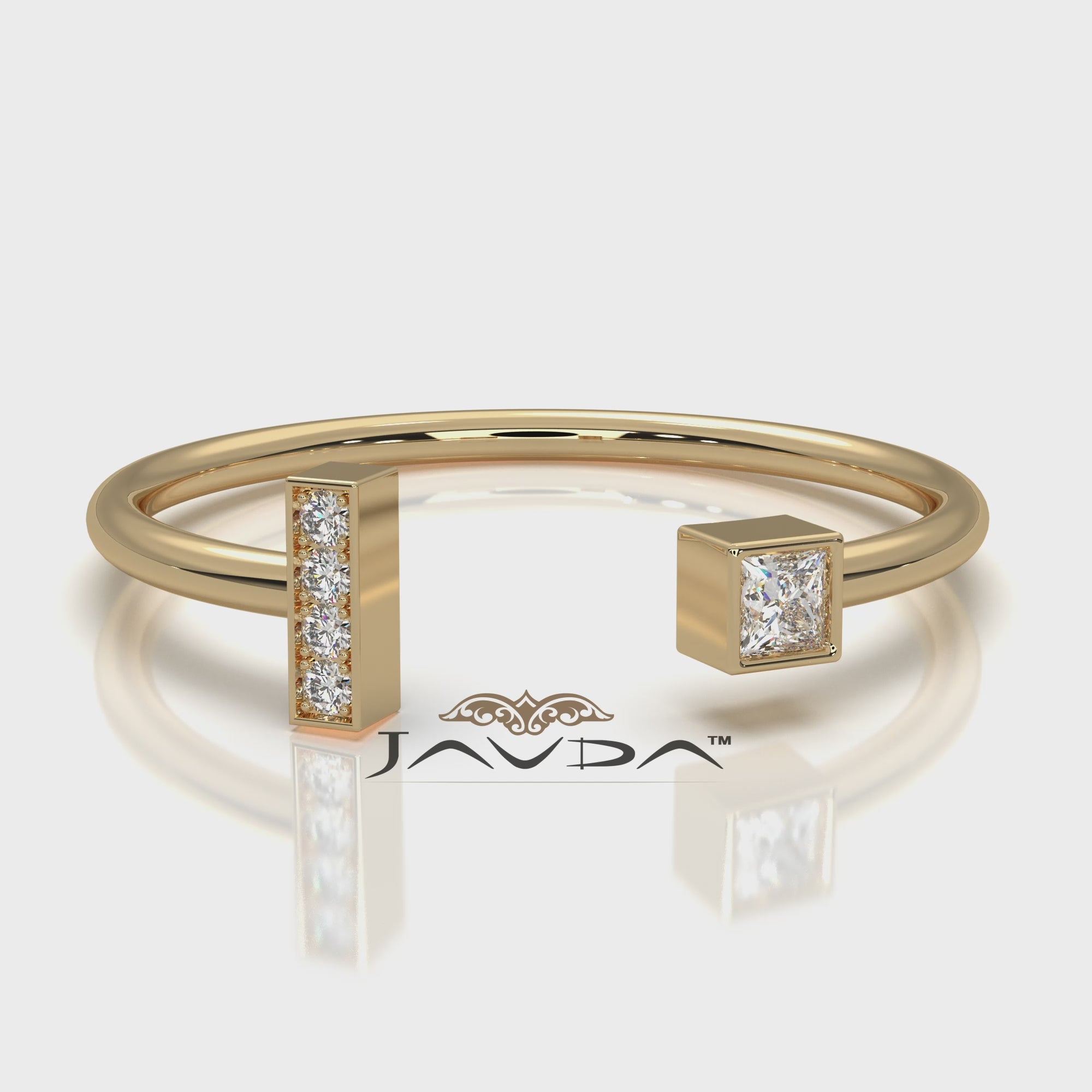 Minimalist Open Cuff Bezel Set Lab Diamond Anniversary Ring 0.07ctw.