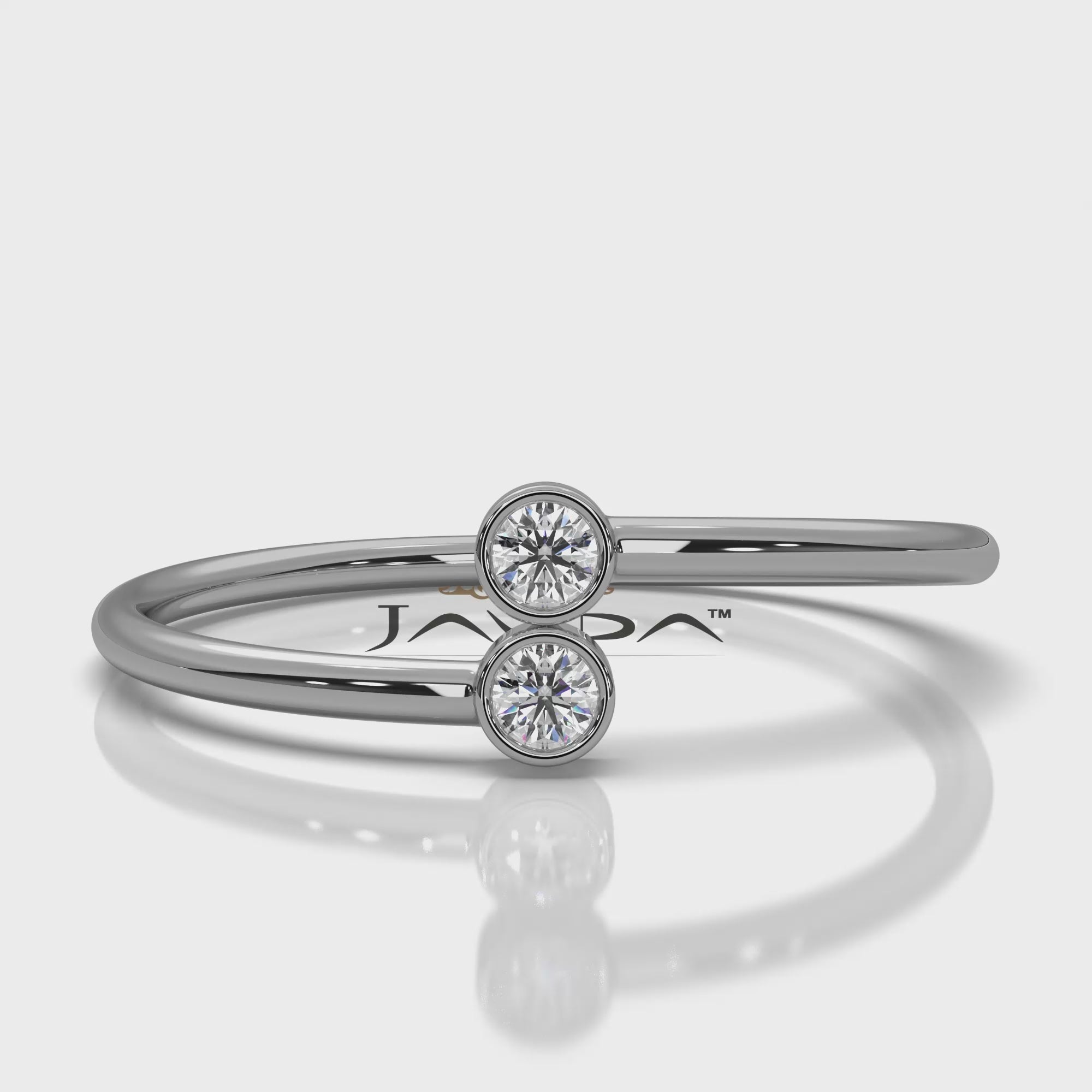 Petite 2 Stone Bezel Round Lab Diamond Fashion Anniversary Ring 0.06ctw.