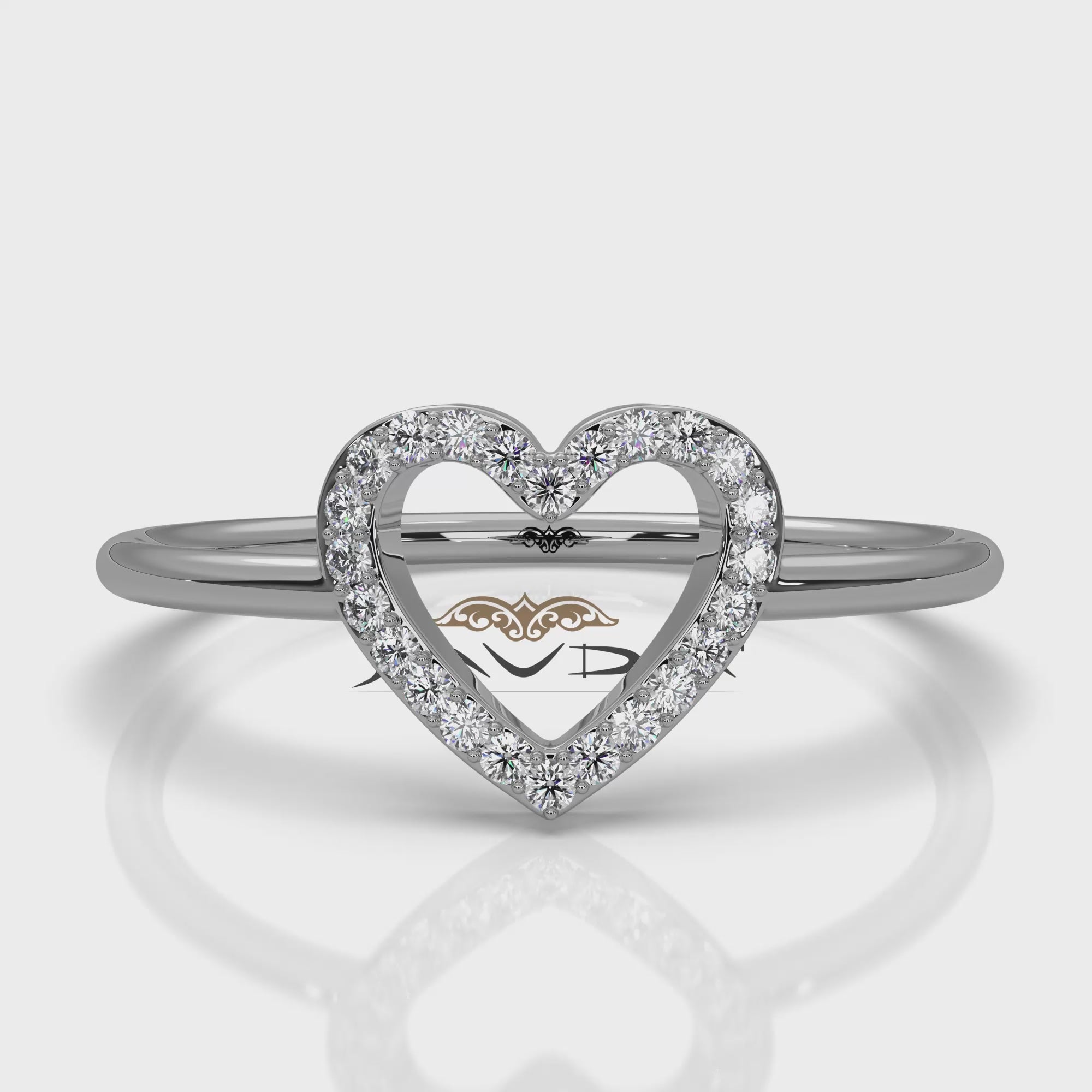 Delicate Minimalist Heart Lab Diamond Engagement Ring 0.07ctw.