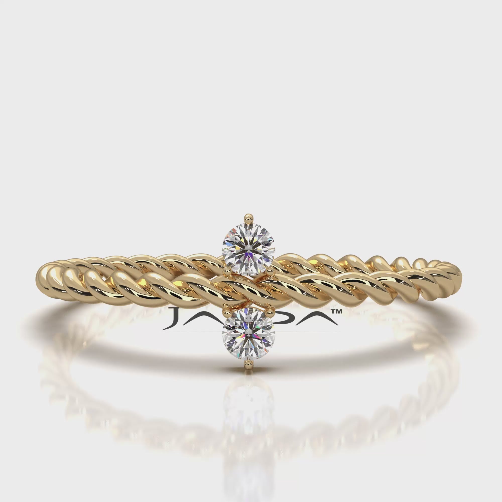 Twisted Rope 2 Stone Round Lab Diamond Fashion Ring 0.08ctw.