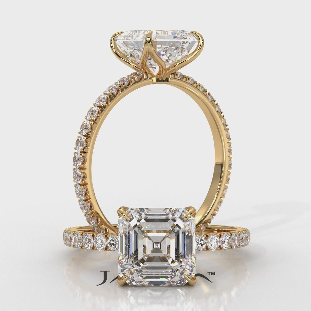 Asscher Diamond Engagement Ring crafted in 14k White Gold