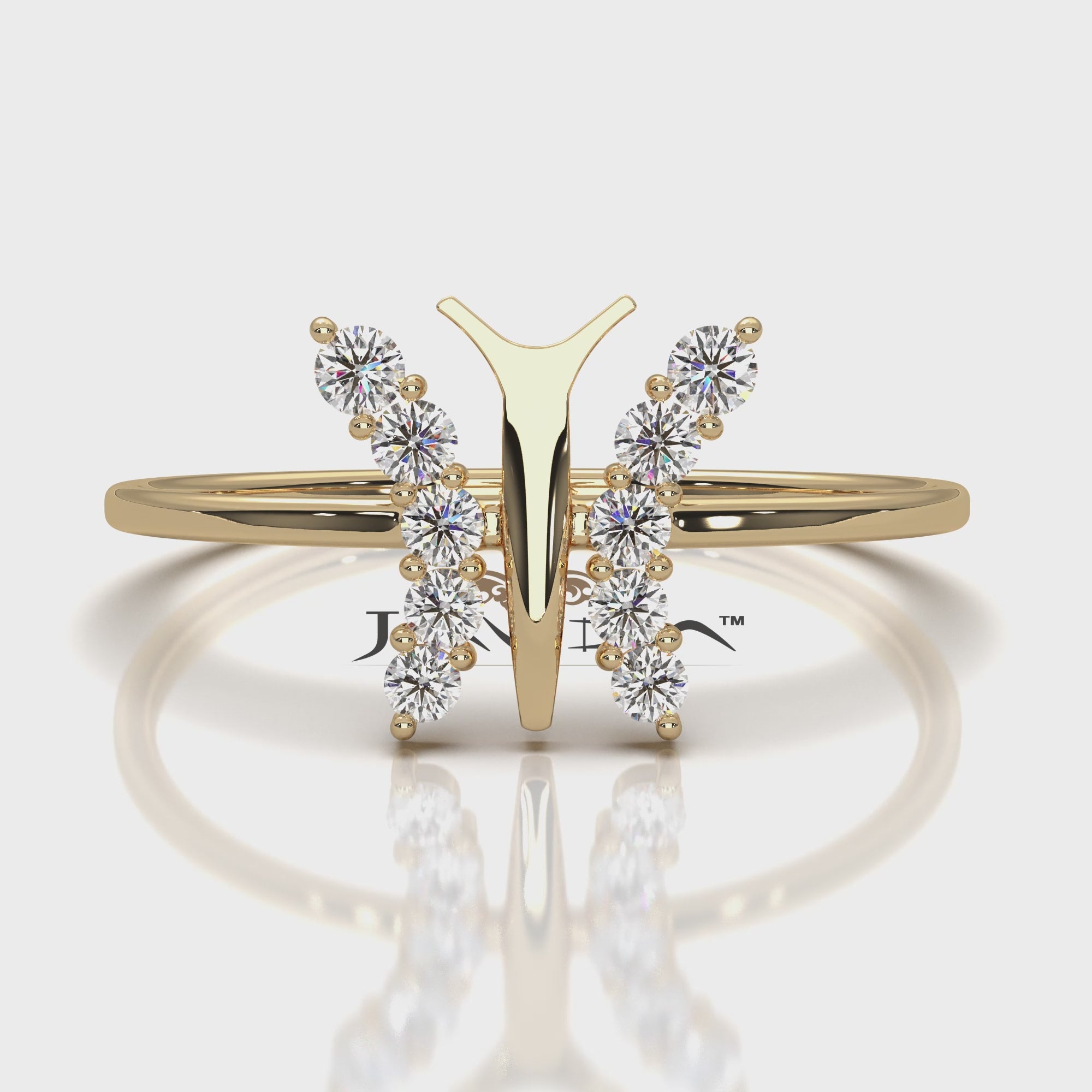 Minimalist Butterfly Prong Set Round Lab Diamond Fashionable Ring 0.16ctw.