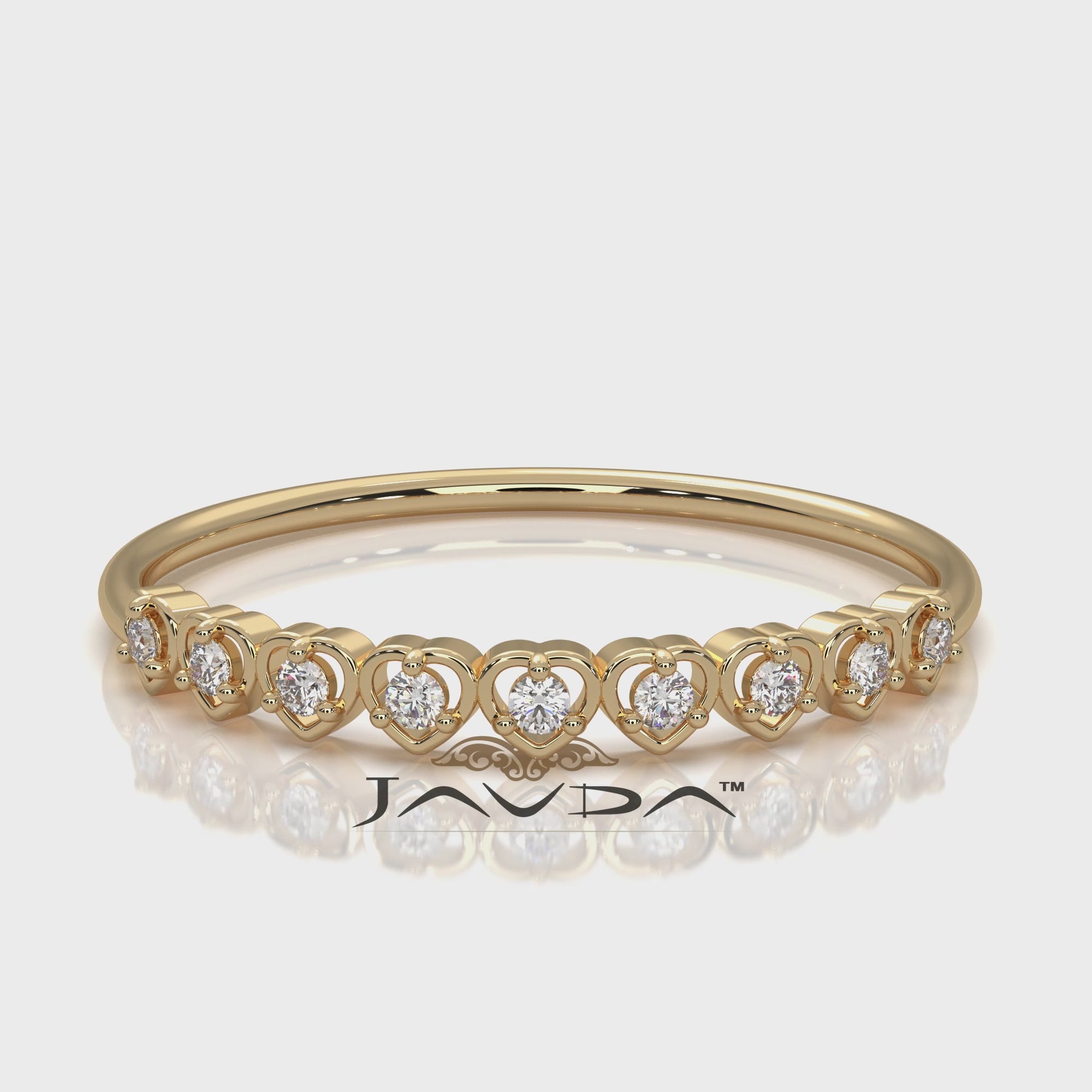 9 Stone Round Cut Lab Diamond Heart Fashion Ring 0.06ctw.