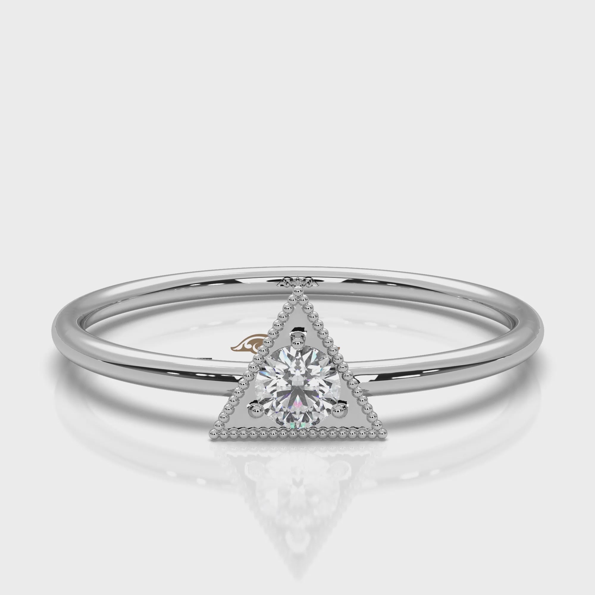 Triangle Milgrain Round Lab Diamond Fashion Anniversary Ring 0.10ctw.