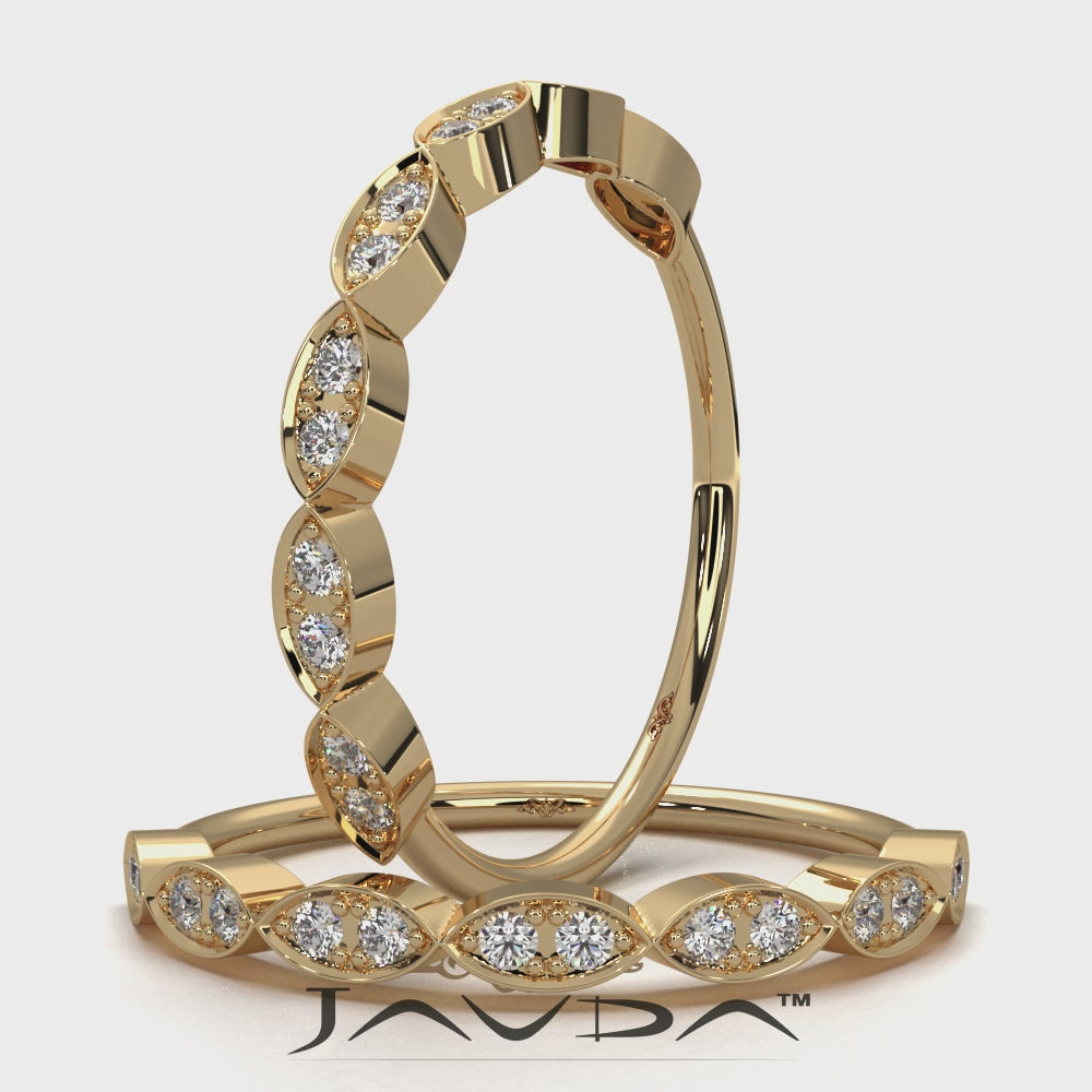 Marquise Shape Slim Fashion Lab Diamond Ring 0.12ctw.