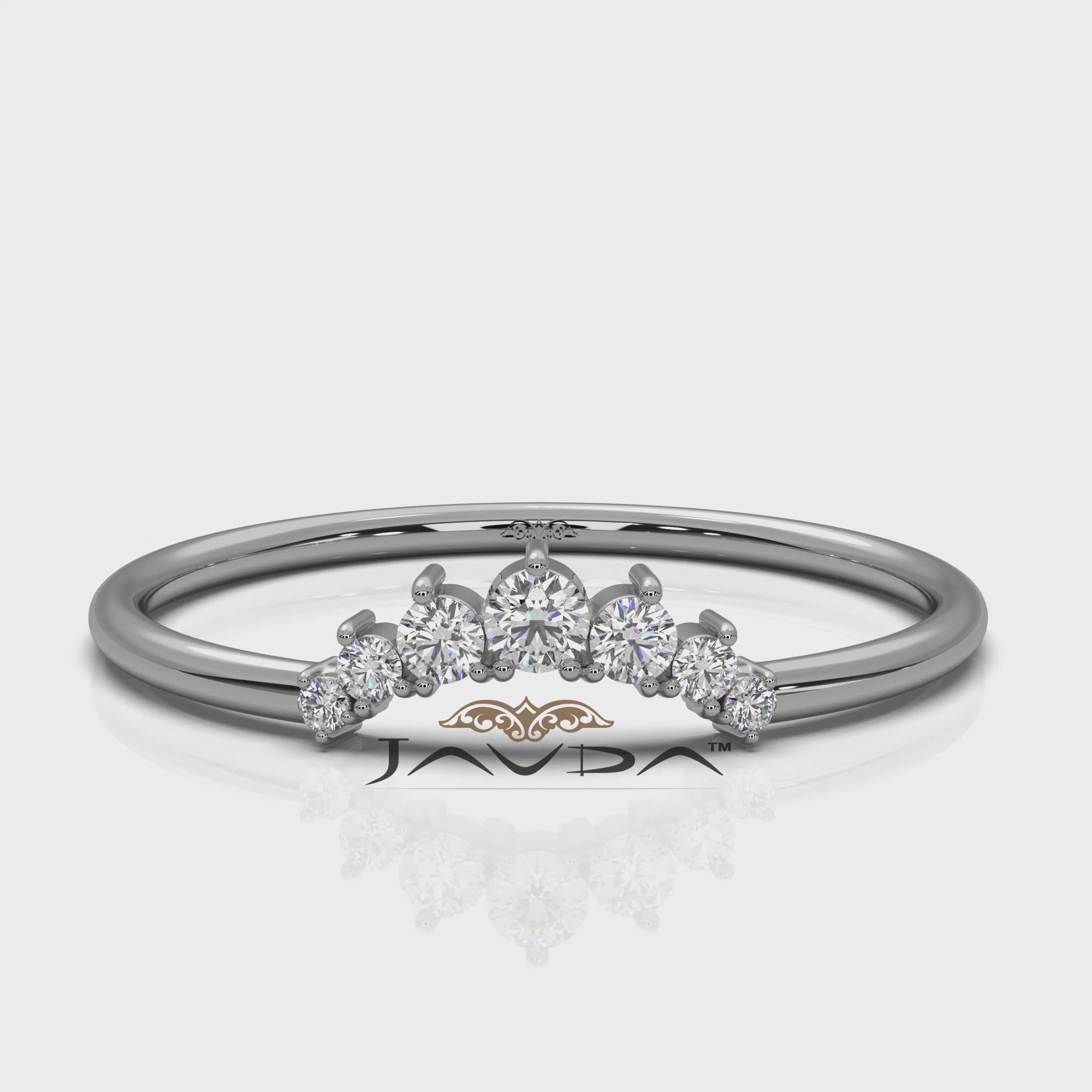 Minimalist Petite Stackable Curved Round Lab Diamond Fashion Ring 0.09ctw.