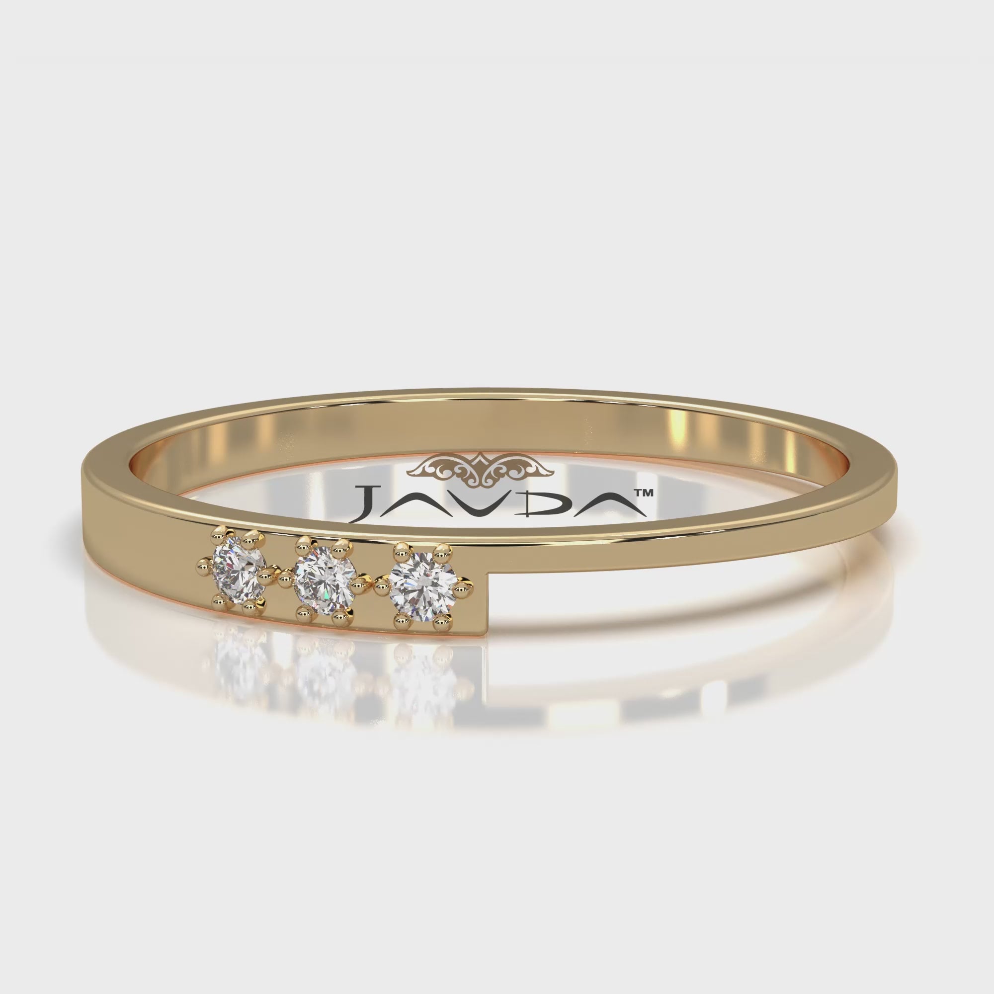 Unique Slim Geometric Round Shape Lab Diamond Fashion Ring 0.04ctw.