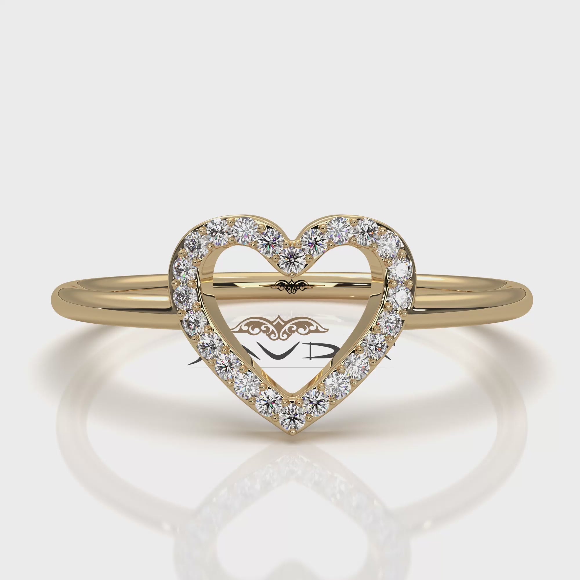 Delicate Minimalist Heart Lab Diamond Engagement Ring 0.07ctw.
