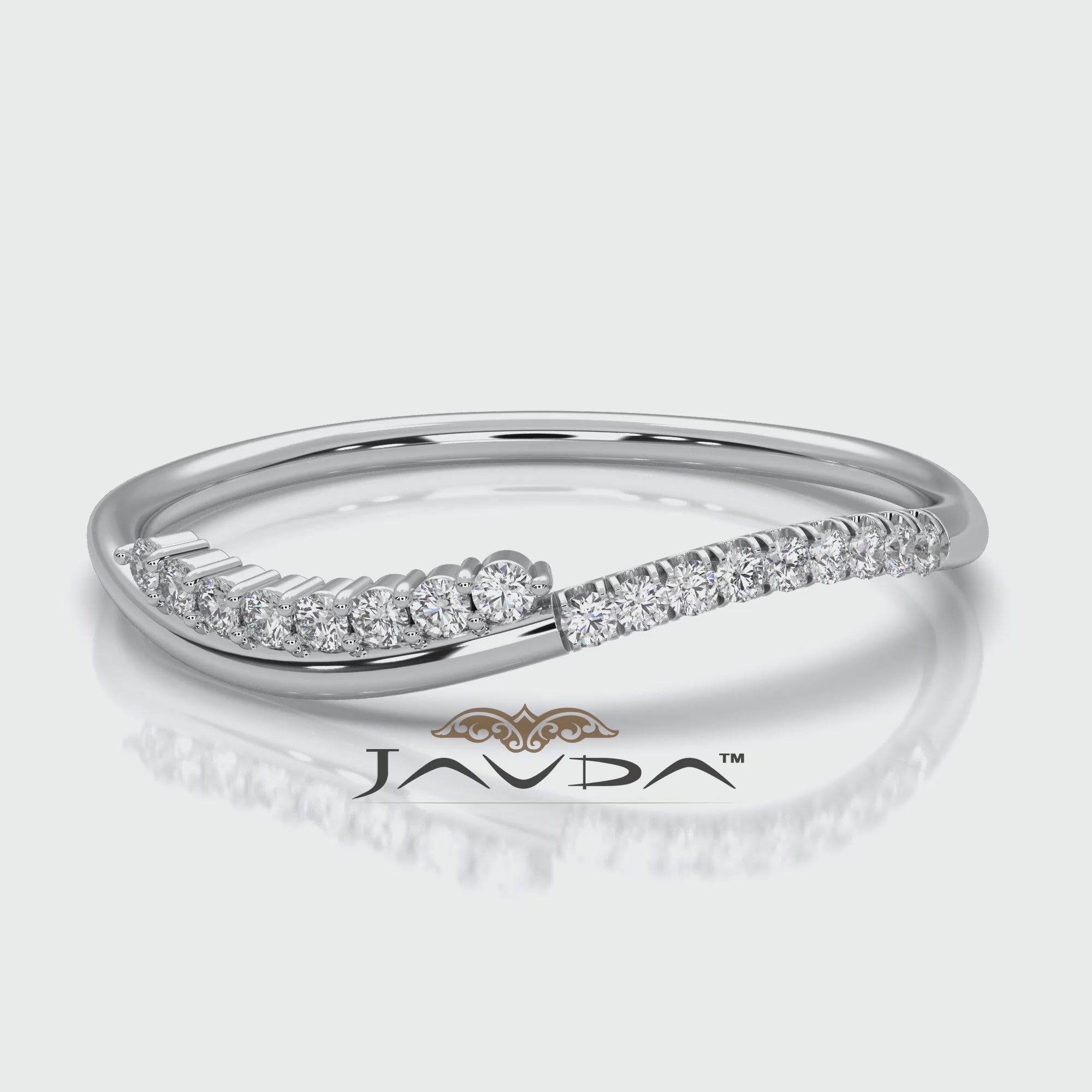 Delicate Minimalist Prong Set Round Lab Diamond Curved Ring 0.07ctw.