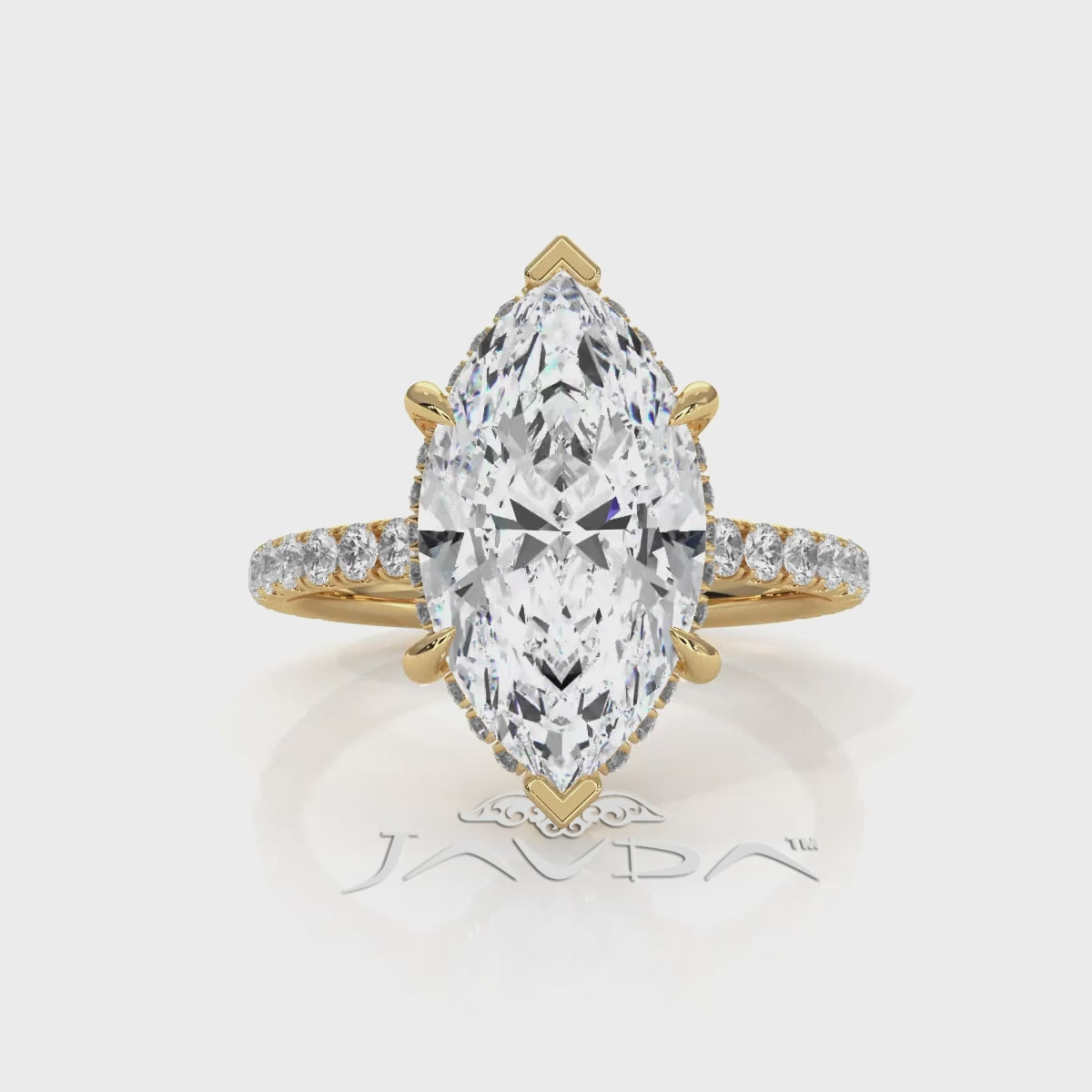 French U Pave Set Hidden Halo Lab Grown Diamond Engagement Ring IGI Certified 3.52 Ctw.