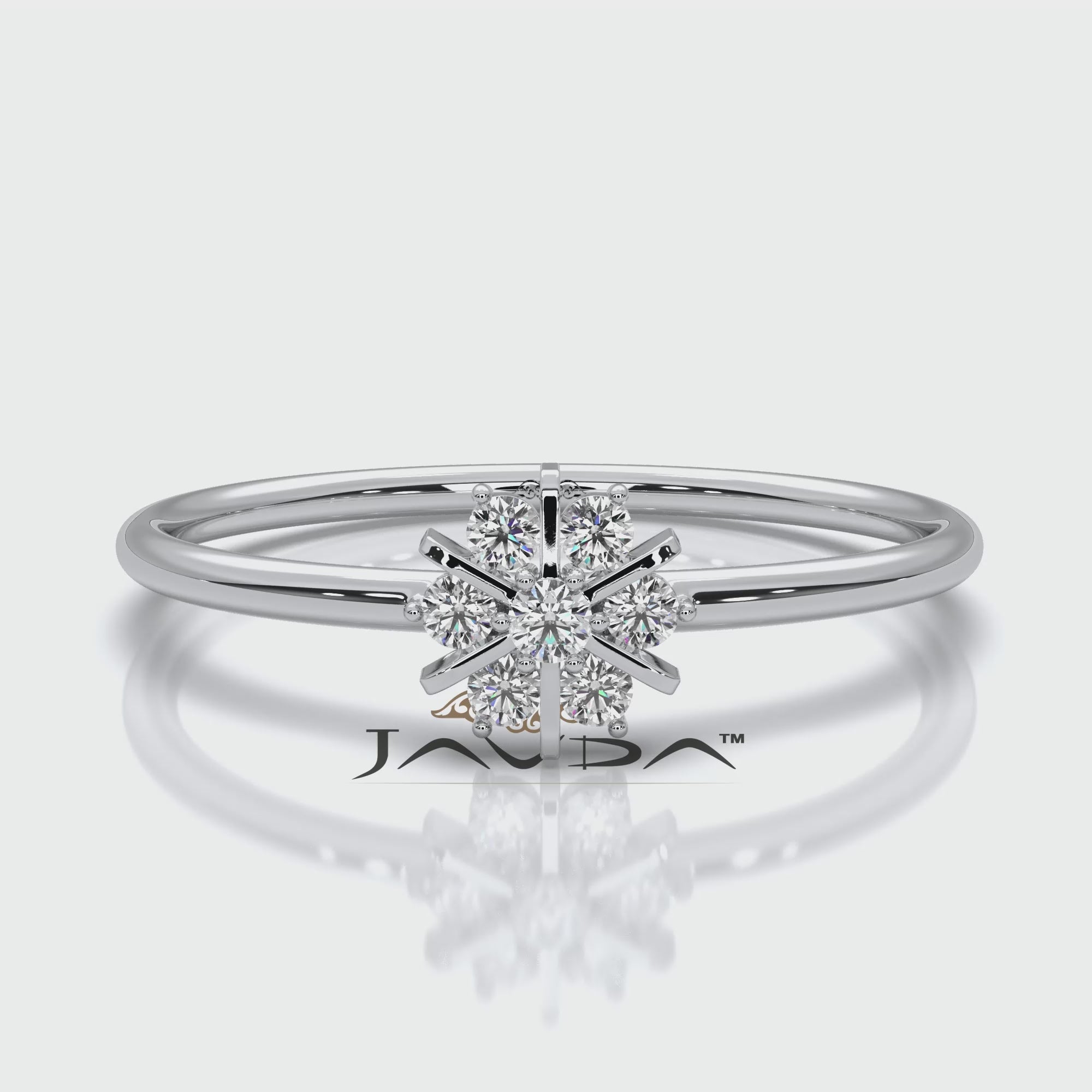 Minimalist Flower Stackable Round Lab Diamond Fashion Ring 0.09ctw.