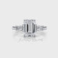 3 Stone Emerald Lab Grown Diamond Engagement Ring IGI Certified 14k White Gold 2.61 Ctw.