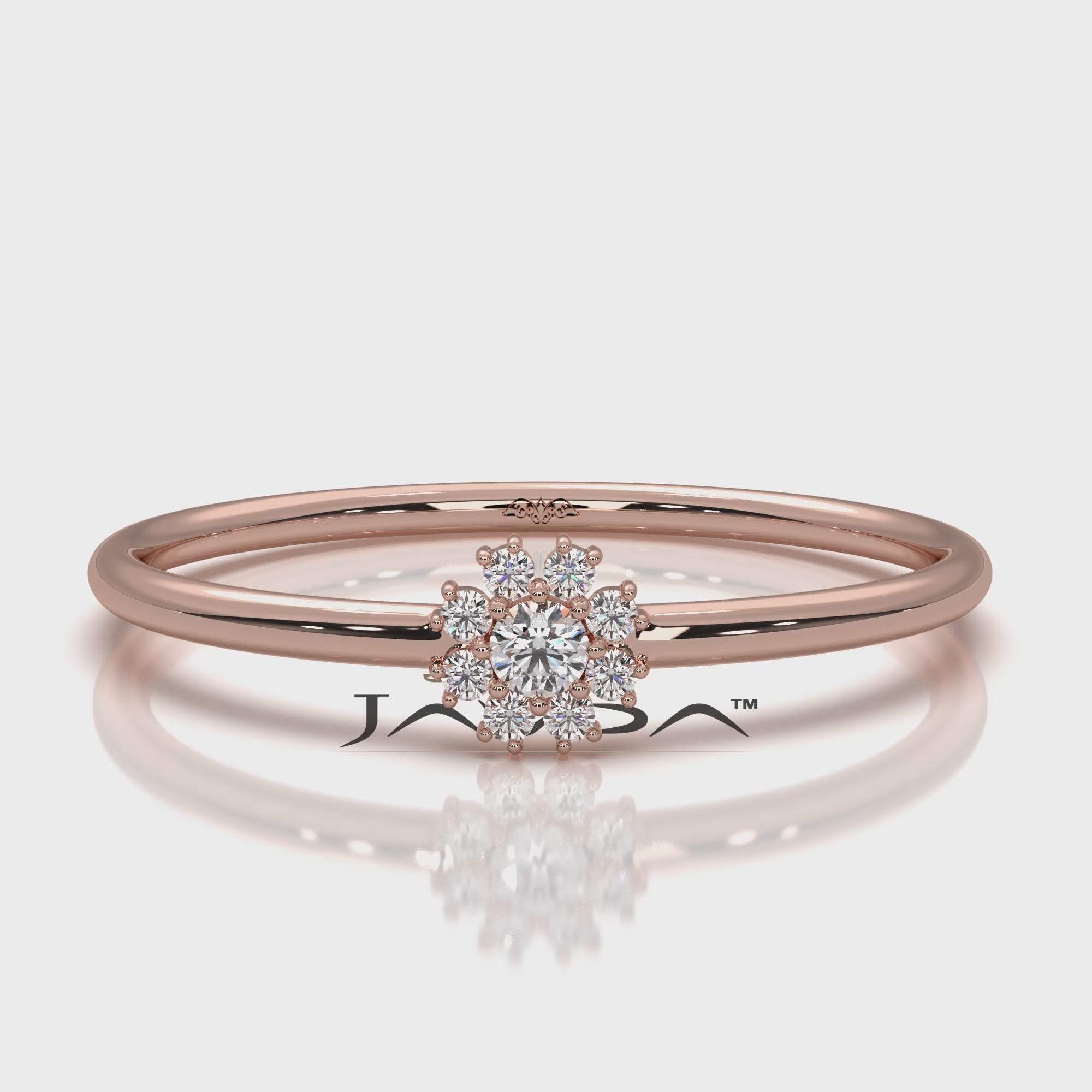 Minimalist Flower Cluster Round Lab Diamond Fashion Ring 0.06ctw.