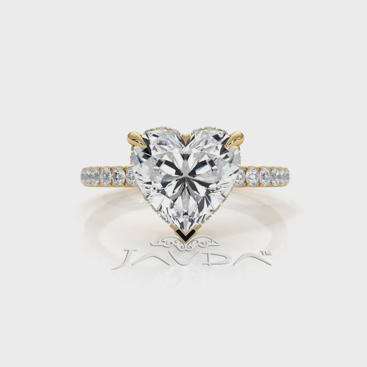 French U Pave Set Hidden Halo Lab Grown Diamond Engagement Ring IGI Certified 3.52 Ctw.