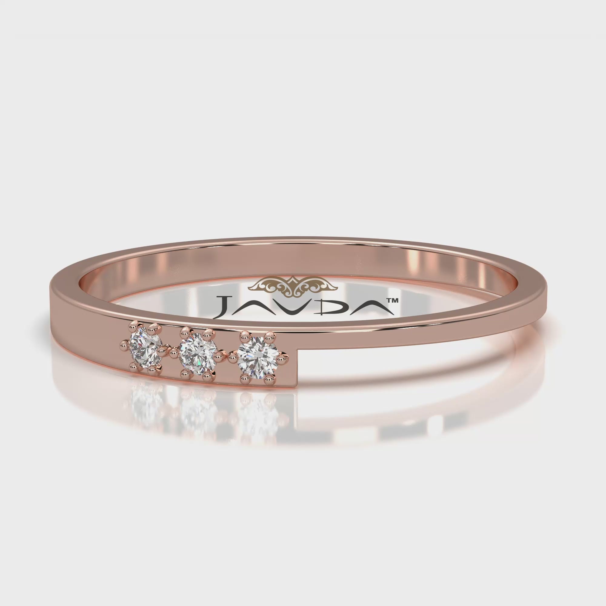 Unique Slim Geometric Round Shape Lab Diamond Fashion Ring 0.04ctw.