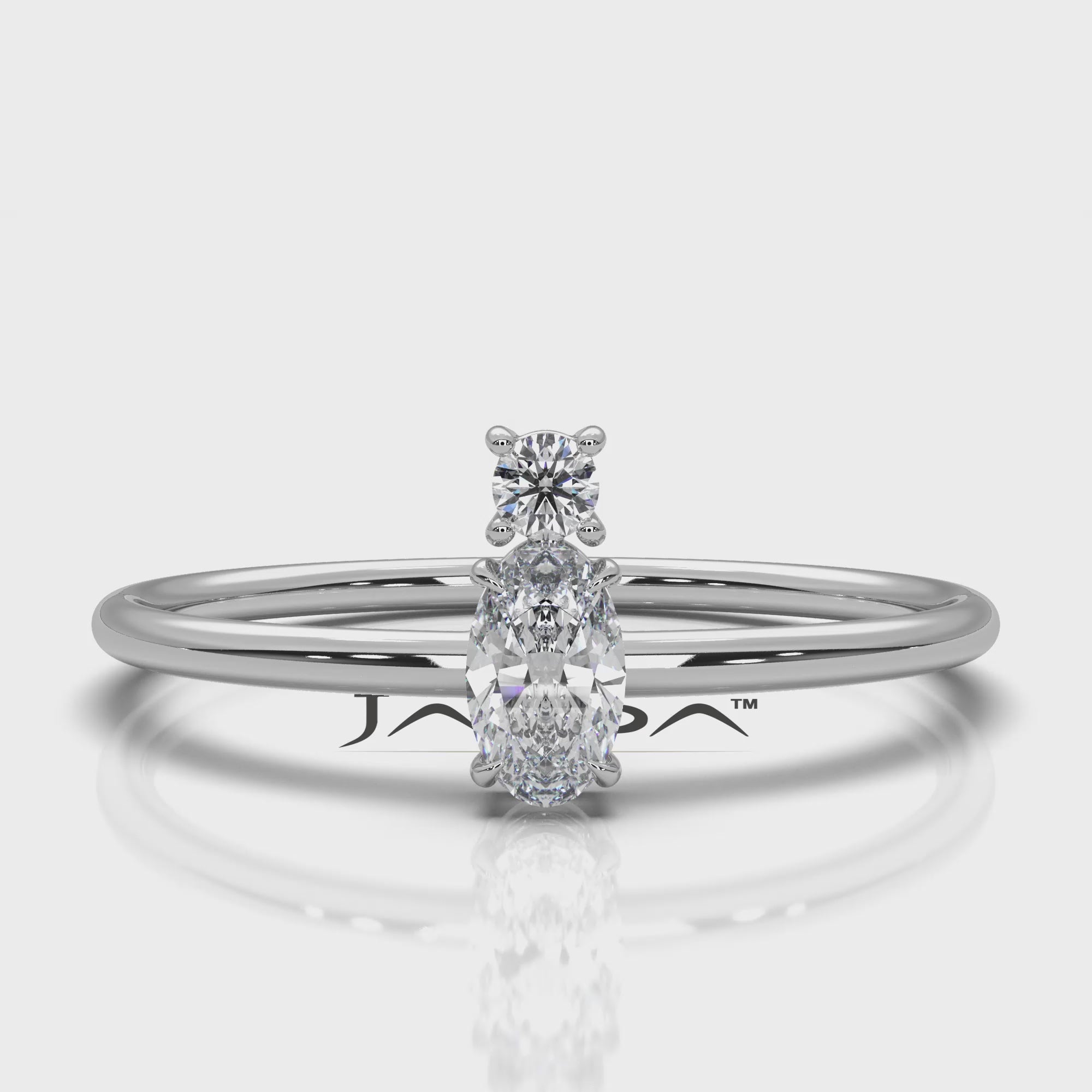 Prong Set Oval And Round Lab Diamond Fashion Ring 0.20ctw.
