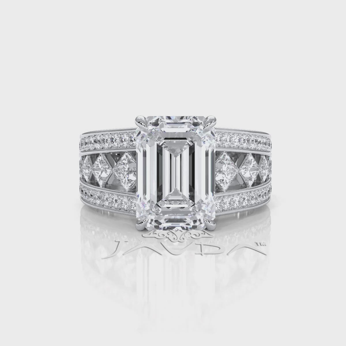 Emerald Cut Lab Grown Diamond Engagement Ring 4.25 Ct IGI Certified with Side Stones