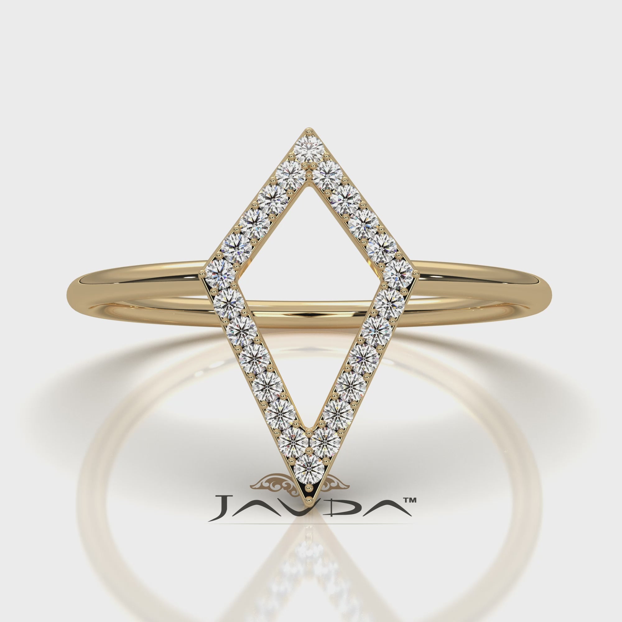 Open Kite Shape Pave Set Lab Diamond Fashion Anniversary Ring 0.1ctw.