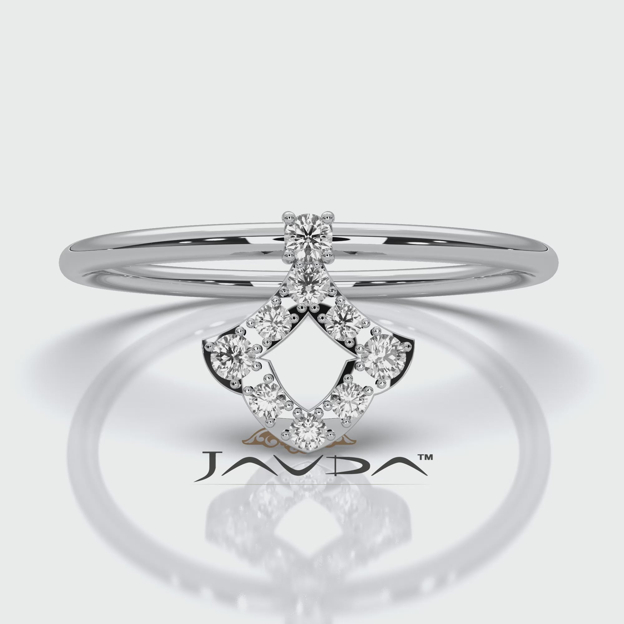 Minimalist Kite Shape Round Cut Lab Diamond Fashion Ring 0.1ctw.