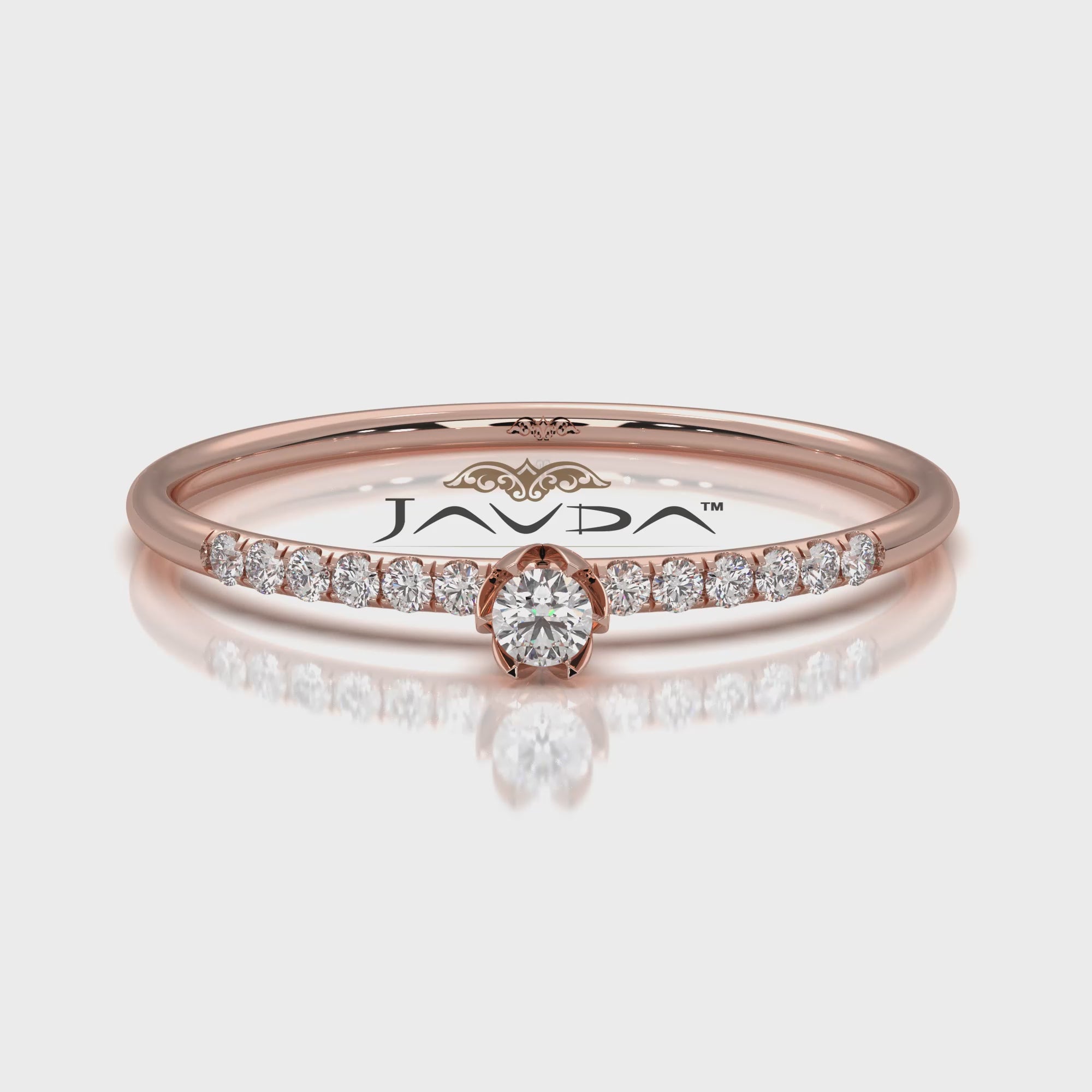 Floral Basket Style Stackable Round Lab Diamond Fashion Ring 0.08ctw.