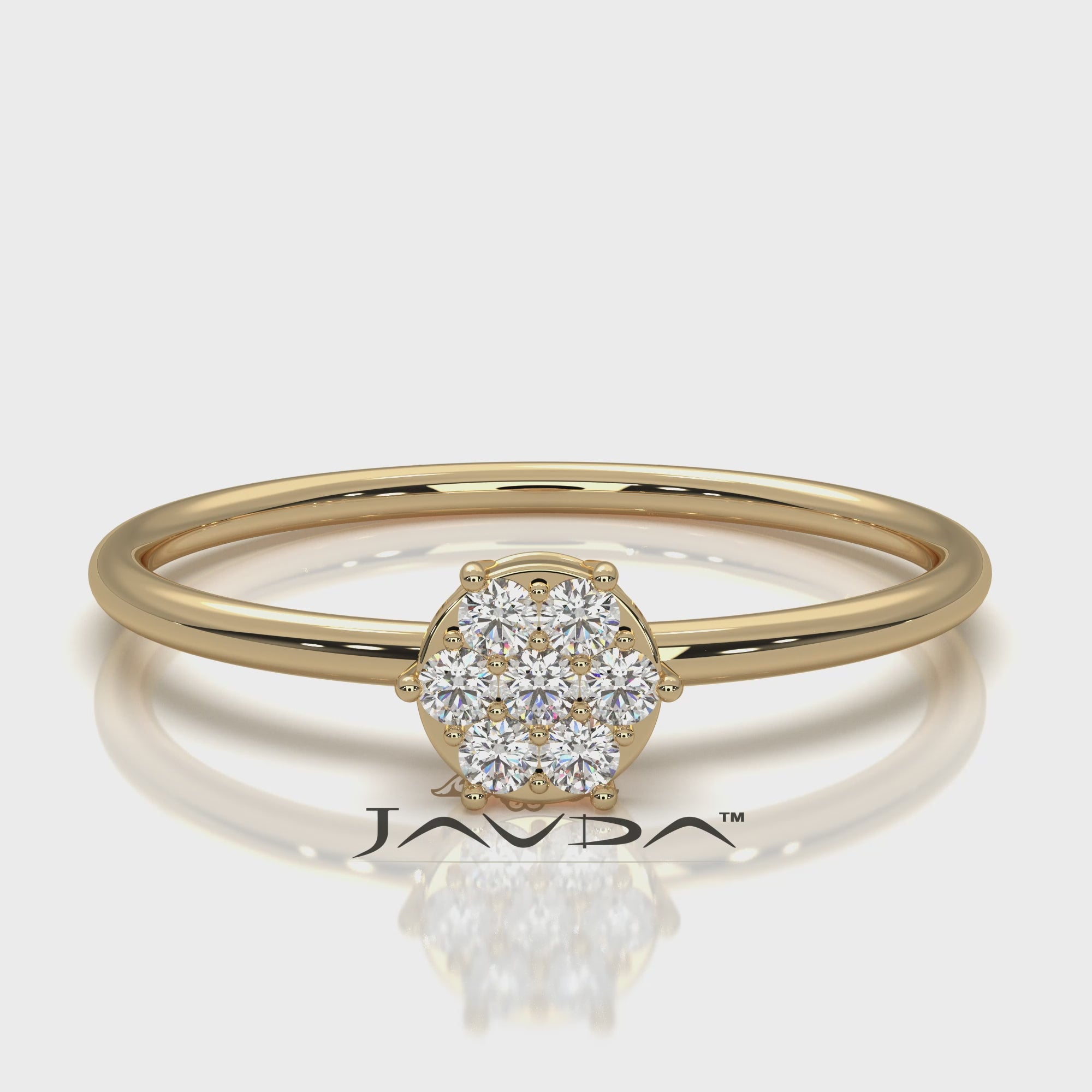 Minimalist Fashionable Petite Round Lab Diamond Prong Set Ring 0.09ctw.