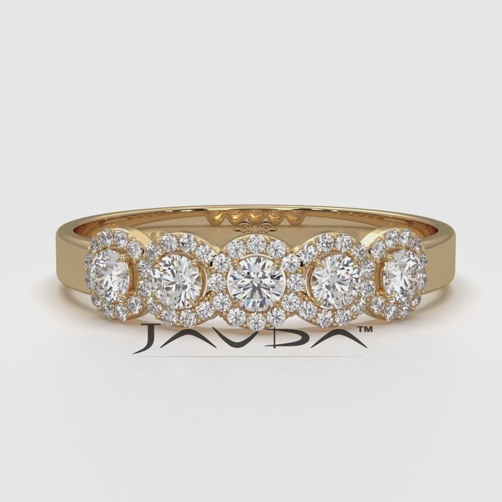 Halo Round Lab Diamond Fashion Wedding Band Ring 0.45ctw.