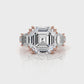 Asscher cut Lab Grown Diamond Engagement 3 Stone Ring IGI Certified 14k White Gold 8.7 Ctw.