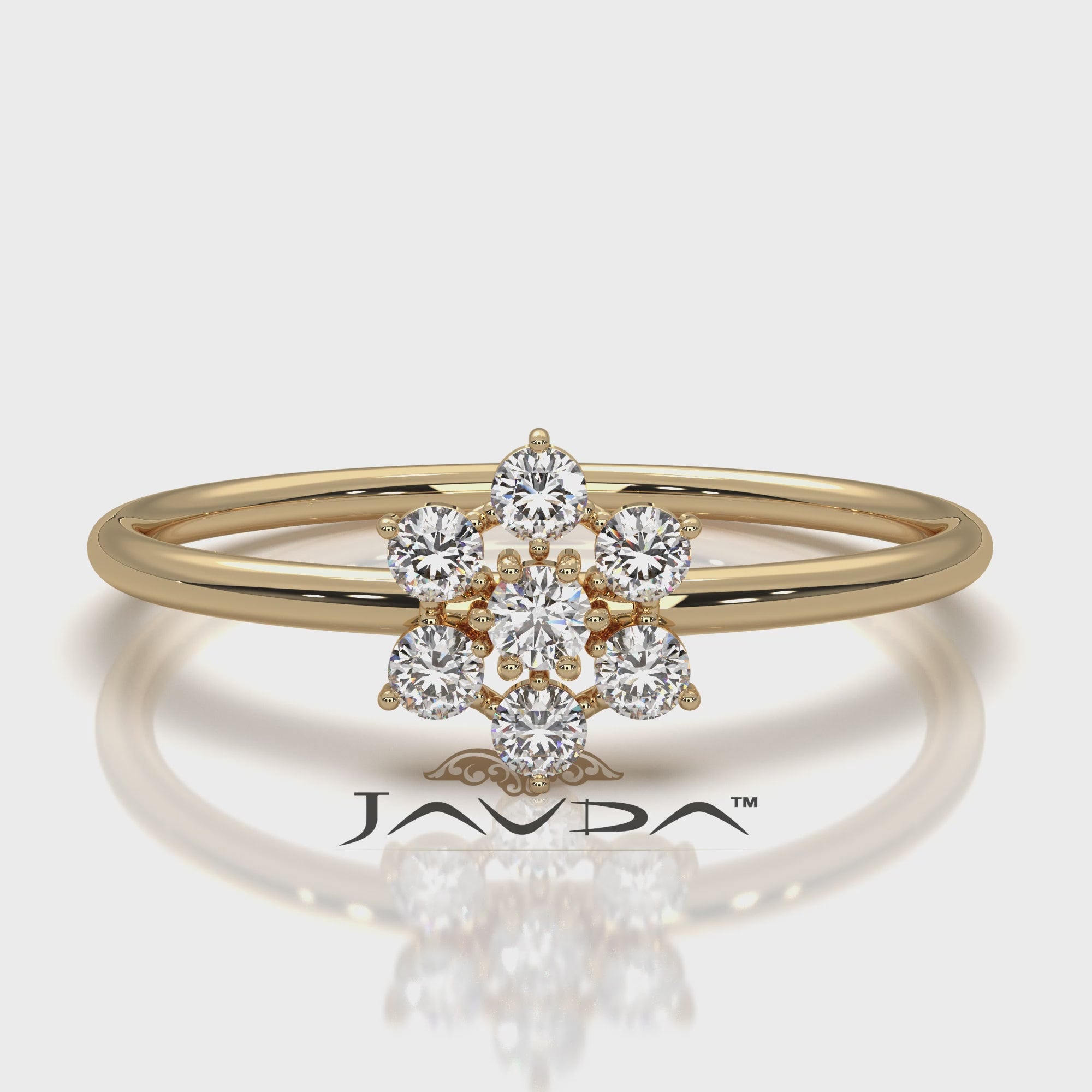 Flower Cluster Minimalist Round Lab Diamond Prong Set Fashion Ring 0.16ctw.