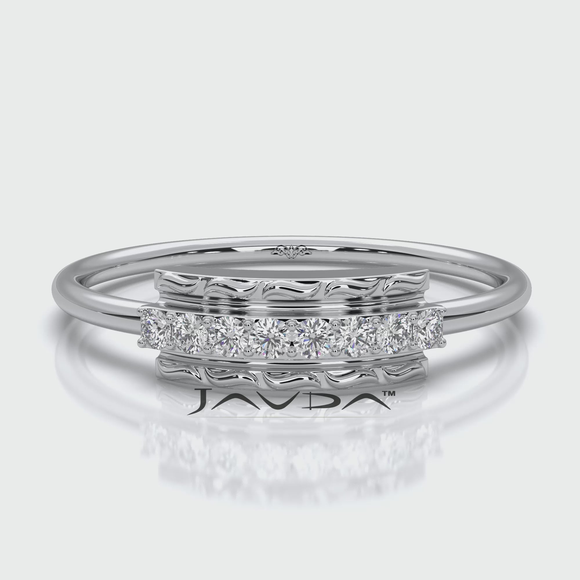 Stackable Pave Set Round Lab Diamond Anniversary Ring 0.08ctw.