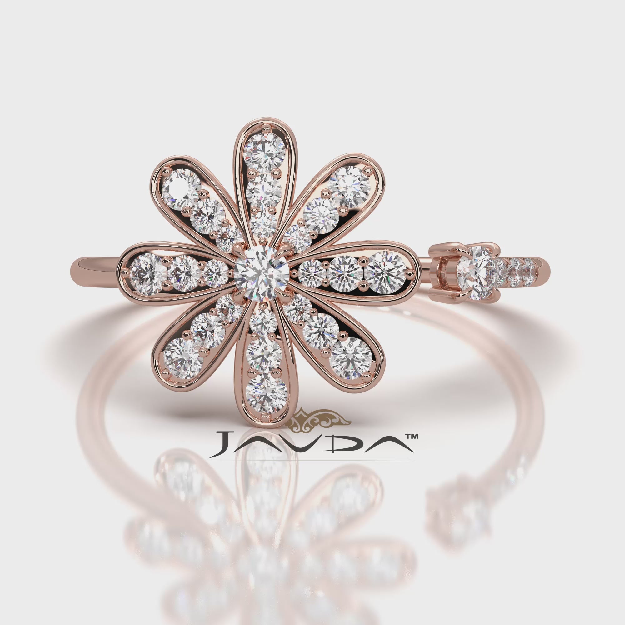 Flower Cluster Minimalist Open Design Round Lab Diamond Fashion Ring 0.27ctw.