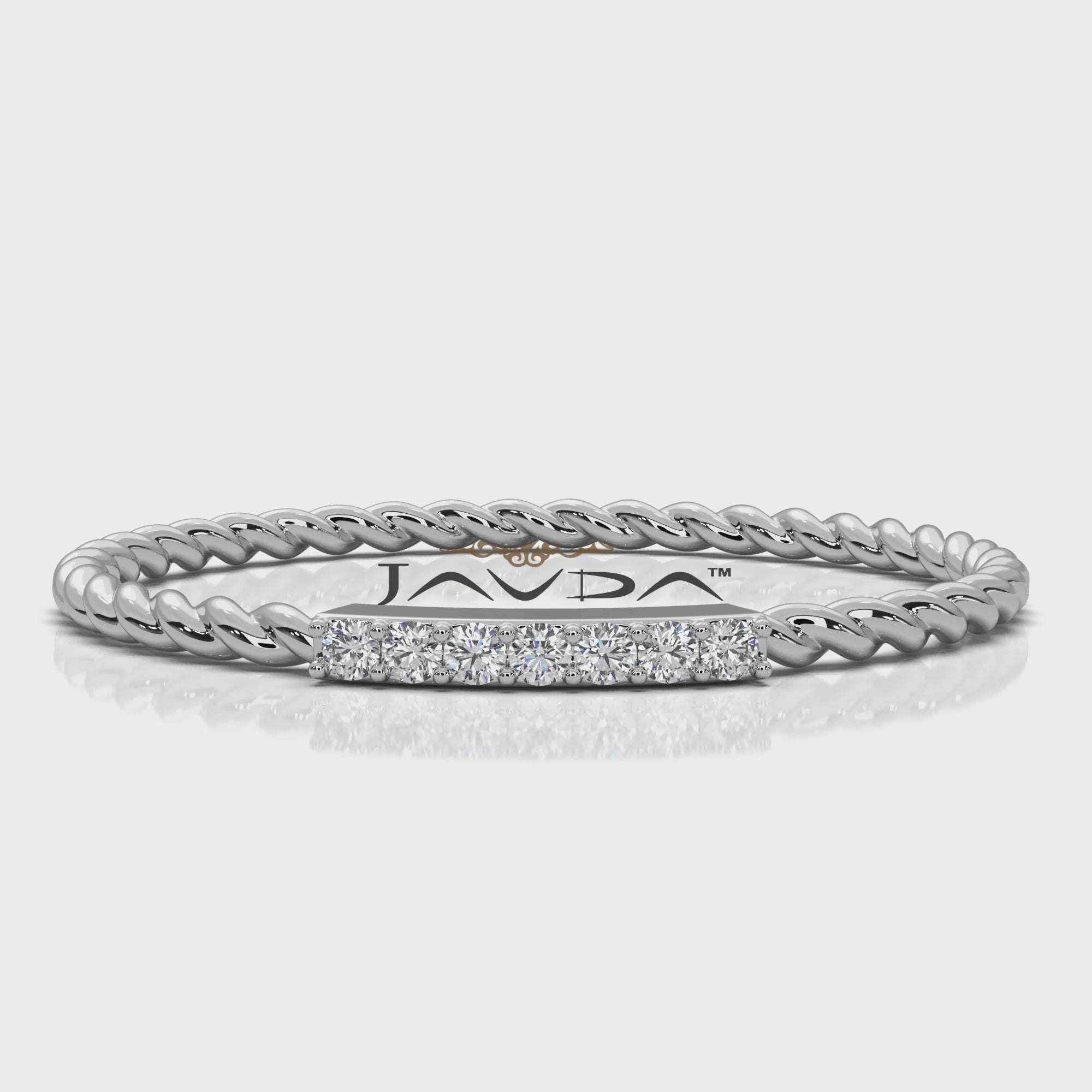 Twisted Stackable Minimalist Round Lab Diamond Bar Fashion Ring 0.03ctw.