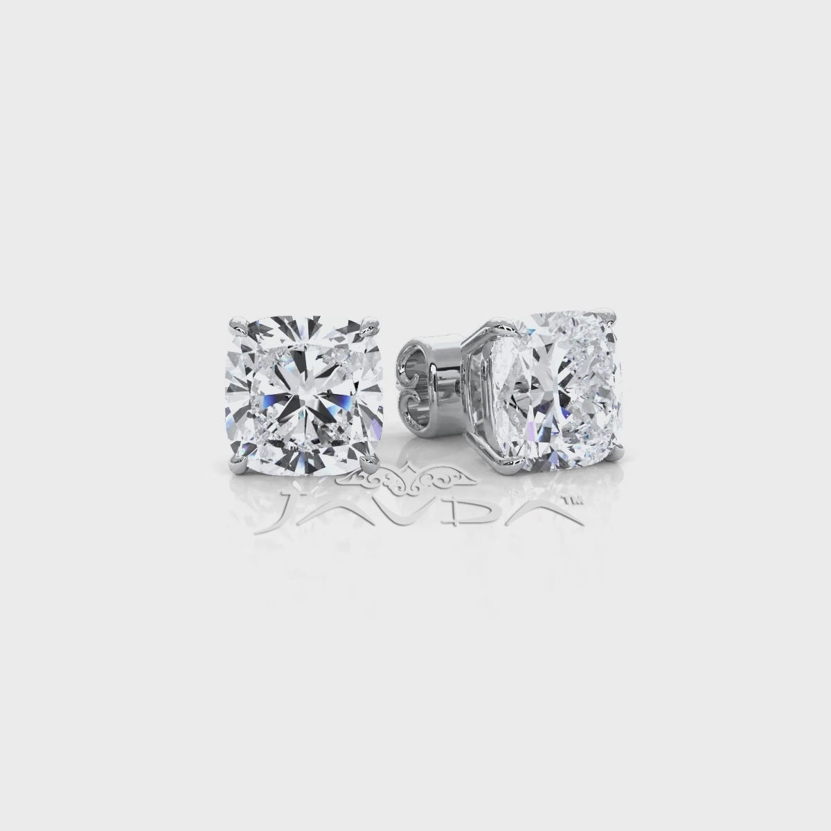 Cushion Lab Grown Diamond Stud Earring IGI Certified in 14k White Gold 6.02 Ctw.