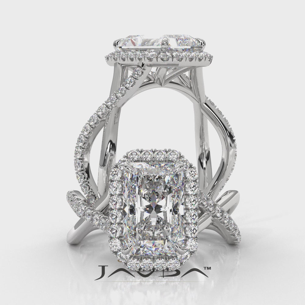 Twisted Halo XOXO Style Lab Grown Diamond Engagement Ring IGI Certified 3.70 Ctw.