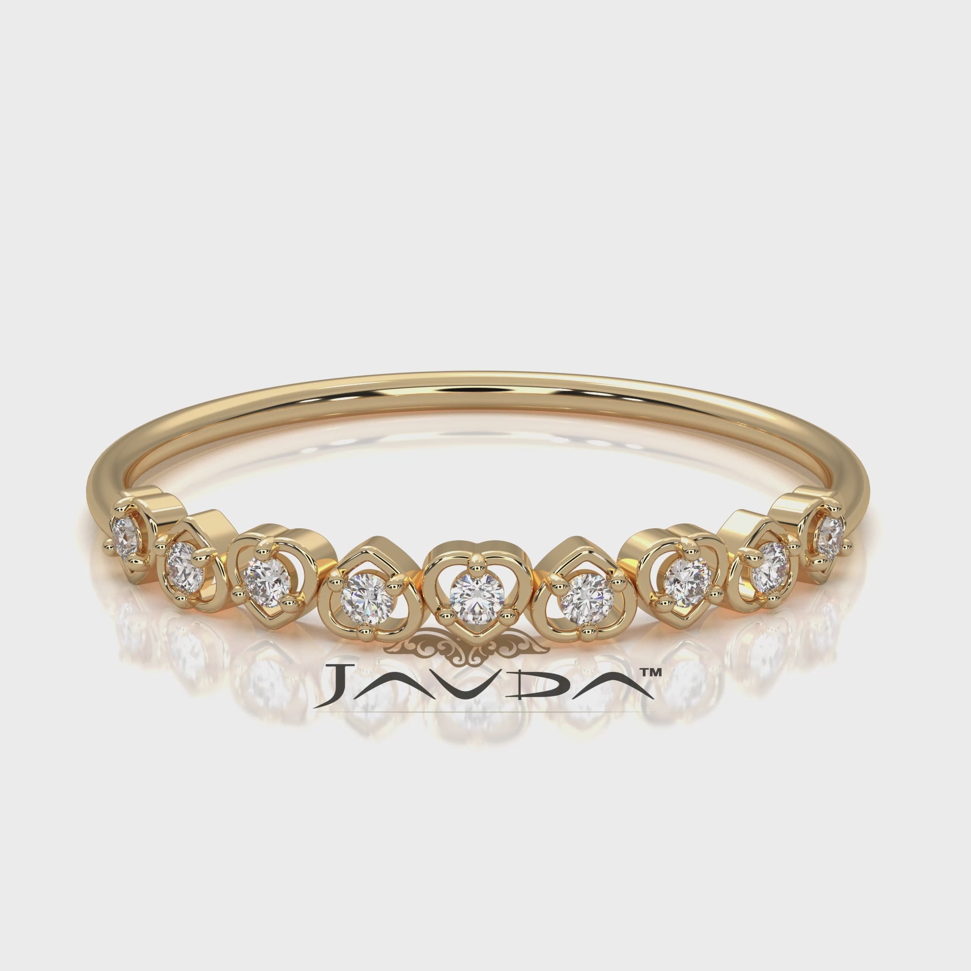 Alternating Round Cut Lab Diamond Prong Set Heart Fashion Ring 0.06ctw.