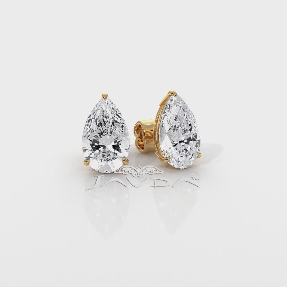 Pear Lab Grown Diamond Stud Earring IGI Certified in 14k White Gold 4.41 Ctw.