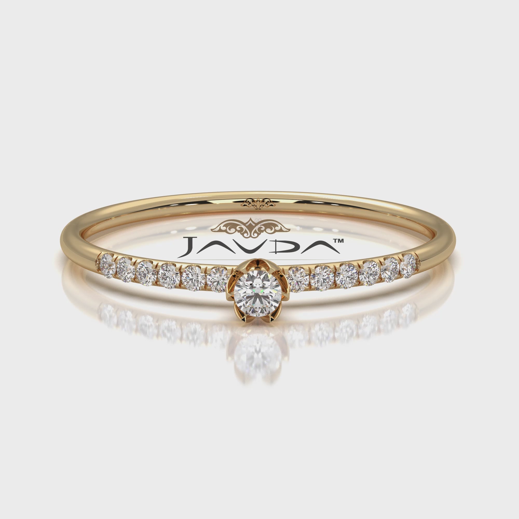 Floral Basket Style Stackable Round Lab Diamond Fashion Ring 0.08ctw.