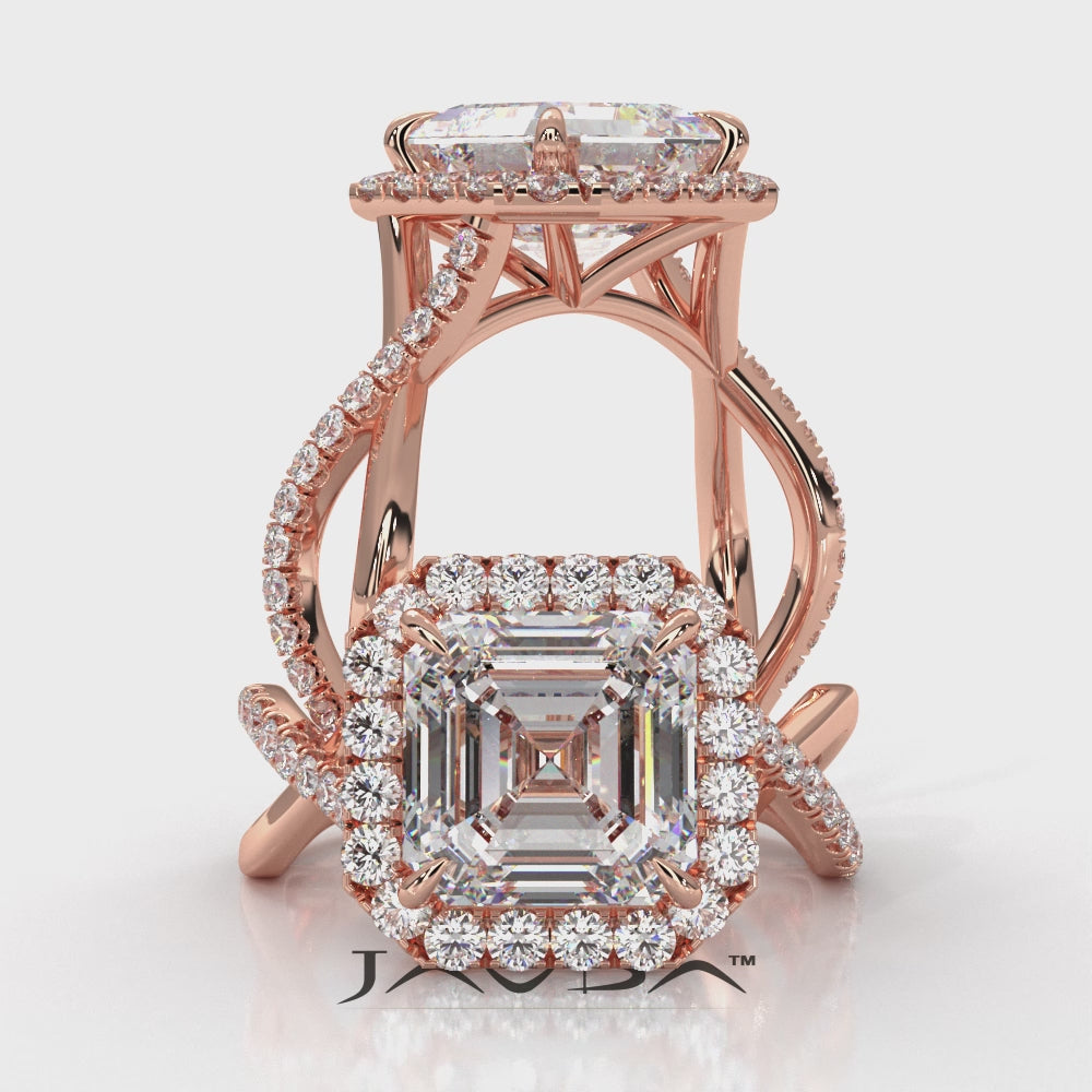 Twisted Halo XOXO Style Lab Grown Diamond Engagement Ring IGI Certified 3.70 Ctw.