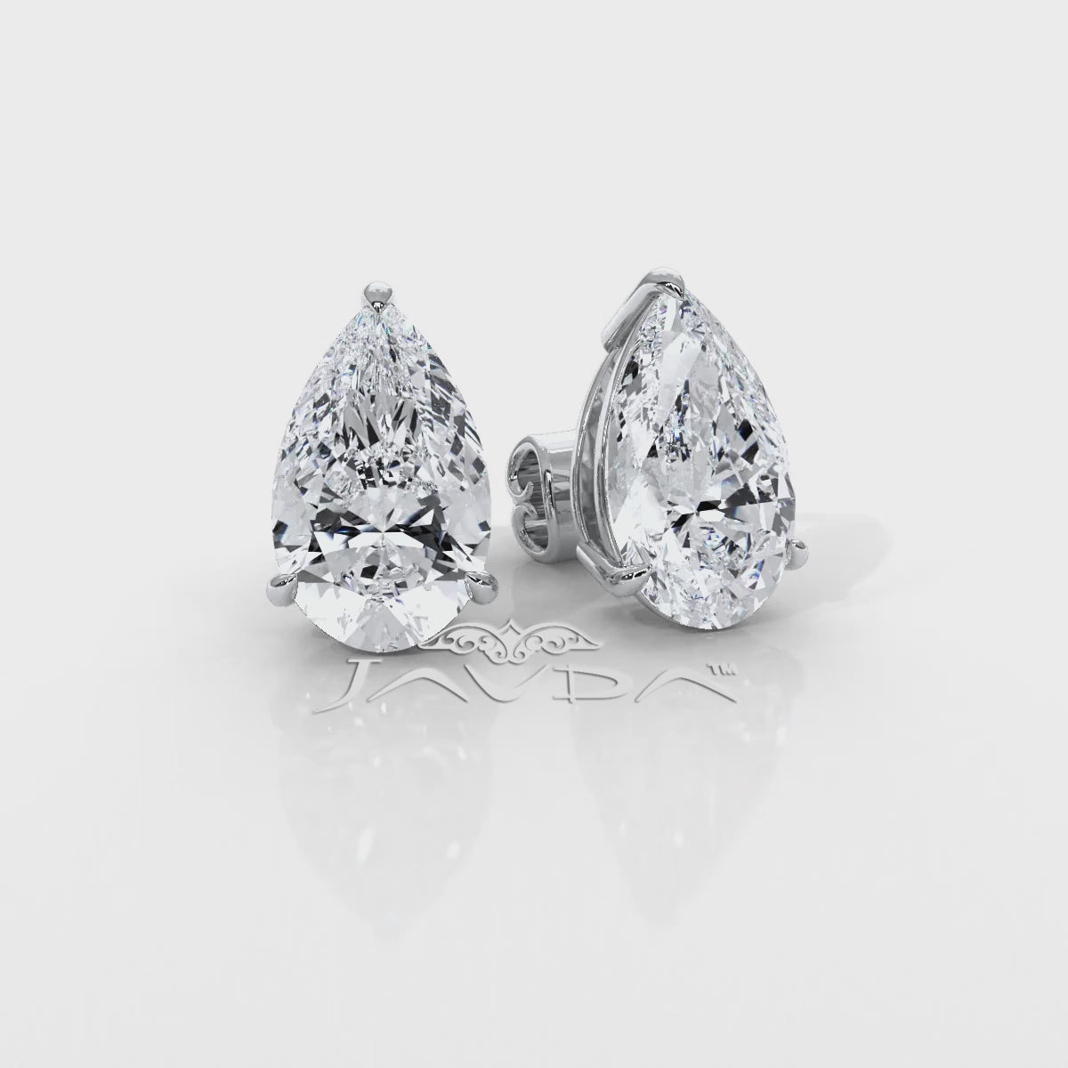 Pear Lab Grown Diamond Stud Earring IGI Certified in 14k White Gold 4.41 Ctw.