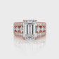 Emerald Cut Lab Grown Diamond Engagement Ring 4.25 Ct IGI Certified with Side Stones